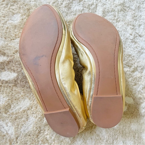 Tory Burch Eddie Ballet Flats In Metallic Gold Size 10 - Picture 8 of 14
